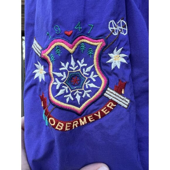 Vintage 90s Obermeyer Scarlett purple floral embroidered ski jacket alpine S - Picture 3 of 16